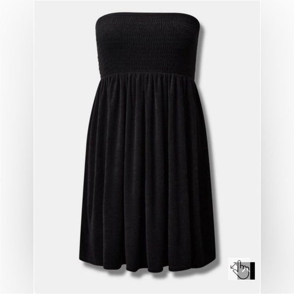 torrid Other - TORRID Mini Cover-Up Dress Black Terry Cloth Smocked Casual sz 2 (18/20, 2X) EUC
